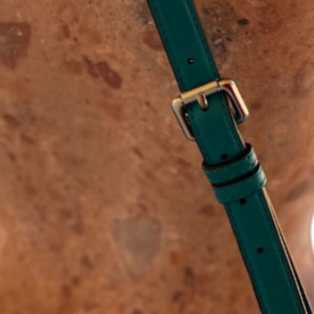 Dark Teal Pebbled Leather Shoulder Bag - Picture 5 of 10